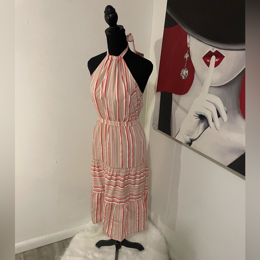 Kamari blue striped halter dress